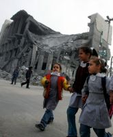 Gaza children protest at Israeli ban on stationery and school needs