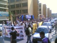 Mansoura students in the Faculty of Arts organized a peaceful rally demonstrating their objection to measures practiced by the University's administration